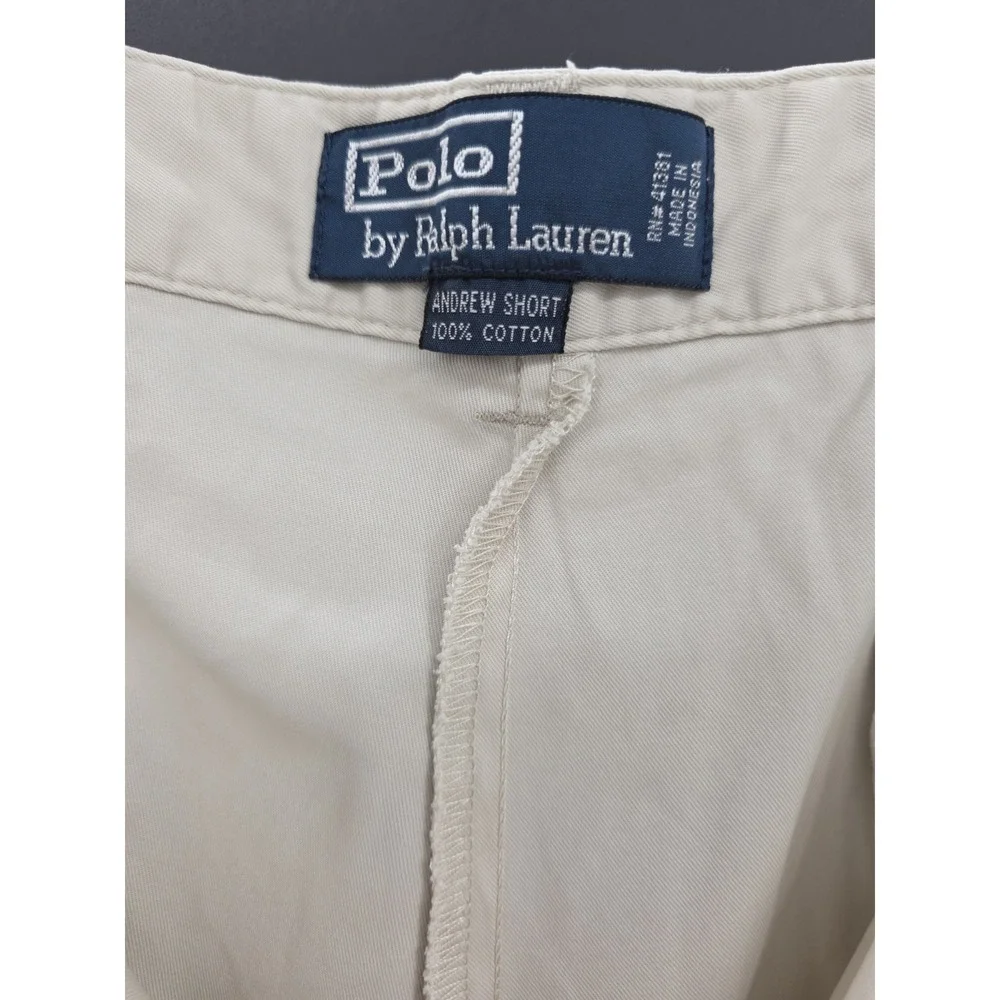 Vintage 90s Polo Ralph Lauren Andrew Shorts Mens 36 Khaki Cotton Preppy